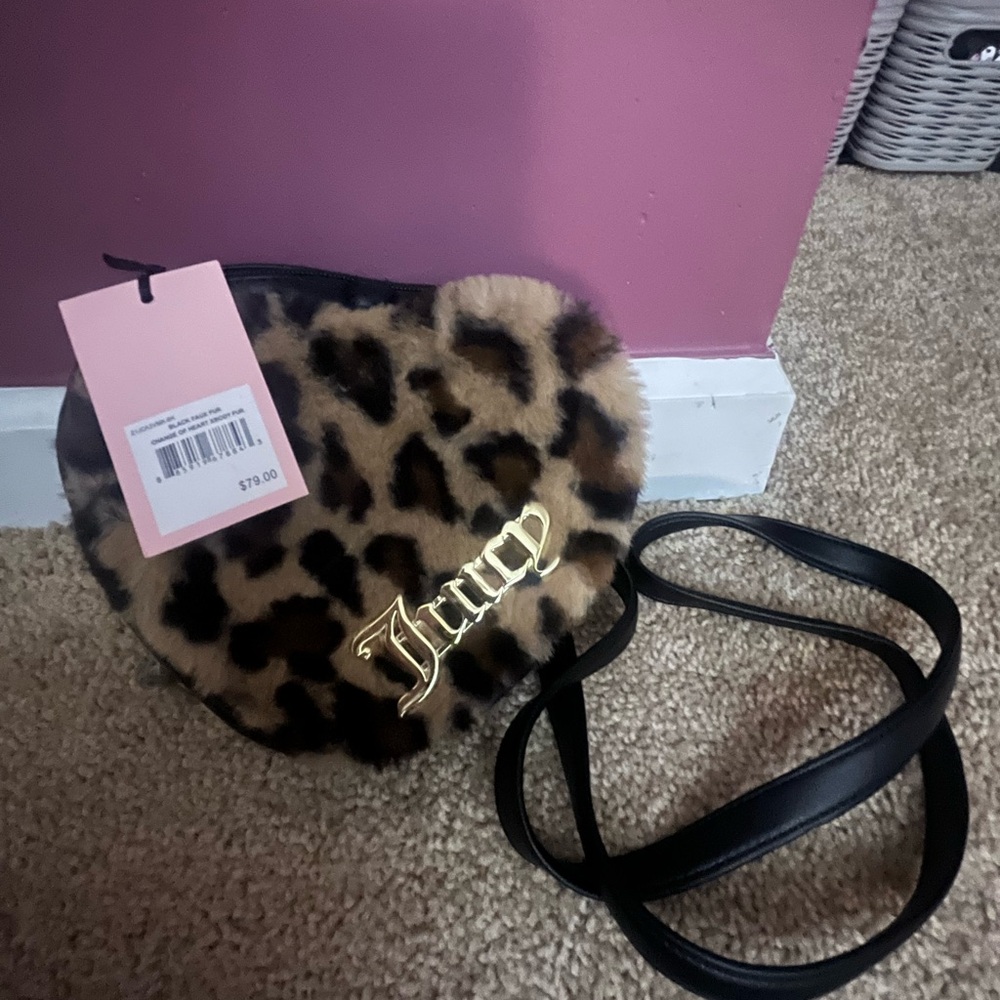 Juicy Couture Heart Bag with Leopard Print and Gold Logo